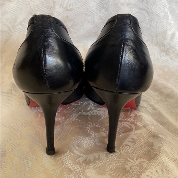 DOLCE & GABBANA Leather Stilettos w/ Gold Name Plate - Picture 5 of 11